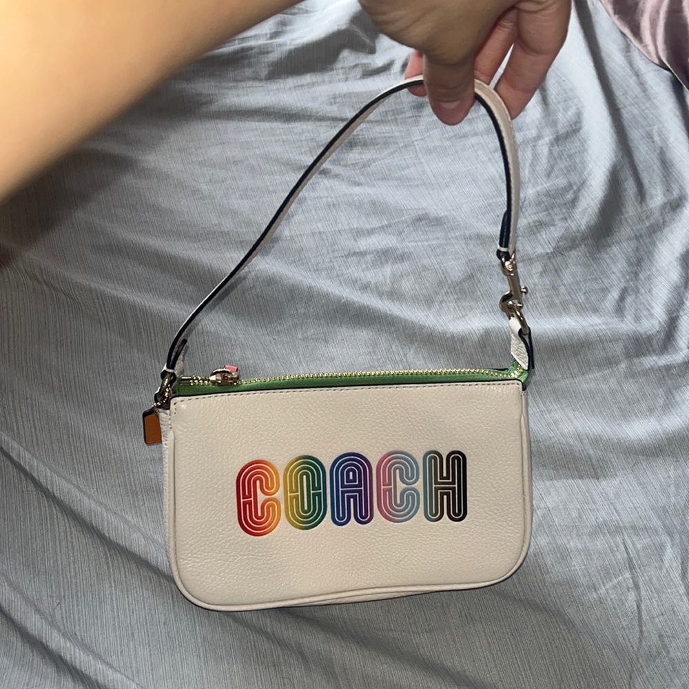 Coach leather rainbow letter wristlet